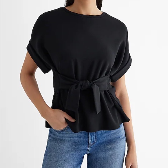 BANANA REPUBLIC Crew Neck Tie Front Tee - Picture 6 of 6